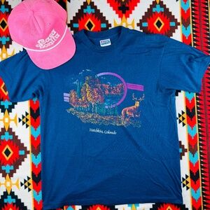 Vintage 90s Hotchkiss Colorado Deer Scenic Tee XL USA Hanes 50/50